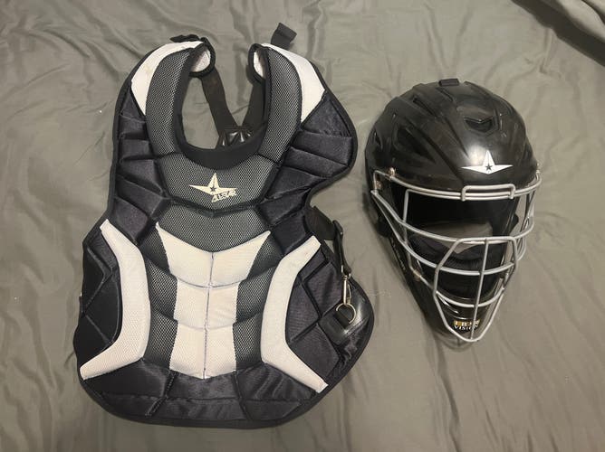 All Star System 7 Catcher's Helmet and Chest Protector