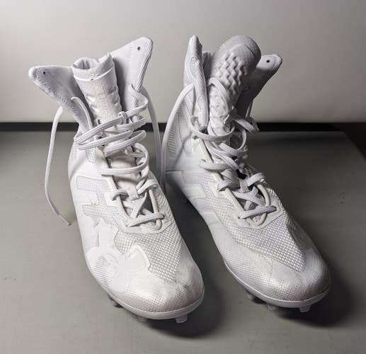 White Adult Used Men's Size 11 (Women's 12) Molded Cleats Under Armour High Top Highlight