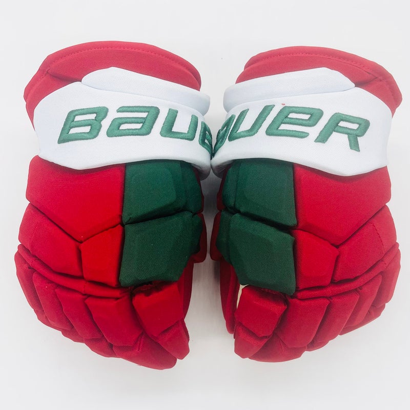 New Retro NJ Devils Bauer Supreme Ultrasonic Hockey Gloves-14"