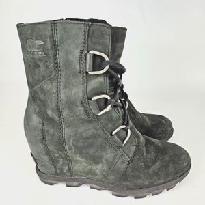 Sorel Joan Of Arctic Wedge II Ankle Boots Women's 7.5 Black Leather NL3018-010