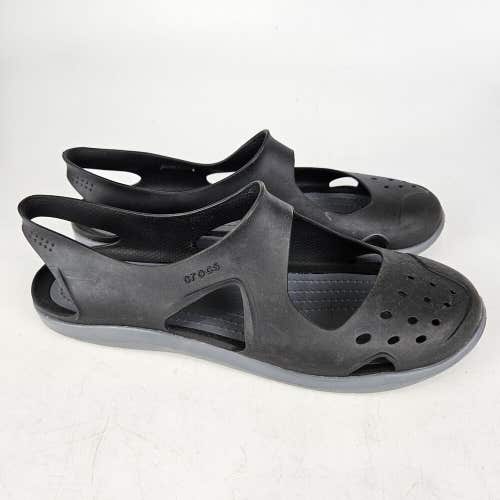 Crocs Swiftwater Wave Black Gray Slingback Sandals Shoes 203995 Womens size 9