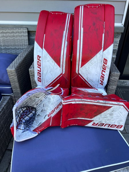 Bauer m5 pro 30 intermediate full set leg pads glove and blocker