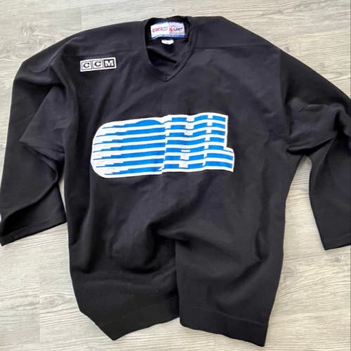 OHL CCM Practice Worn Authentic Pro Stock Ice Hockey Jersey Black Size 56
