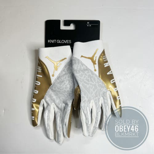 NIKE Air JORDAN VAPOR KNIT 4.0 Football Receiver Gloves White Gold