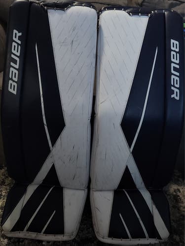 Used Navy Blue Medium Bauer Supreme 3S Goalie Leg Pads