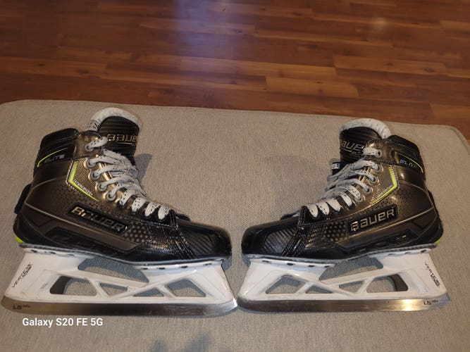 Senior Used Bauer Elite Hockey Goalie Skates Regular Width Size 7.5