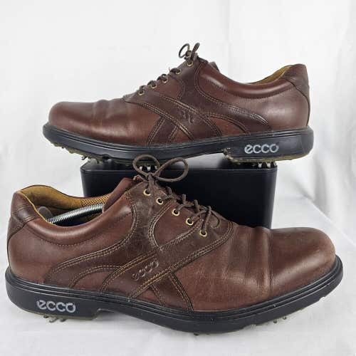 ECCO Mens Brown Leather Classic Oxford Soft Spiked Golf Shoes EUR 47 US 13, 13.5