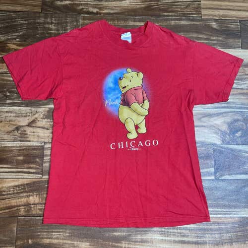 Vintage Disney Shirt Mens Size Large L Red Winnie The Pooh TV Show Movie Chicago