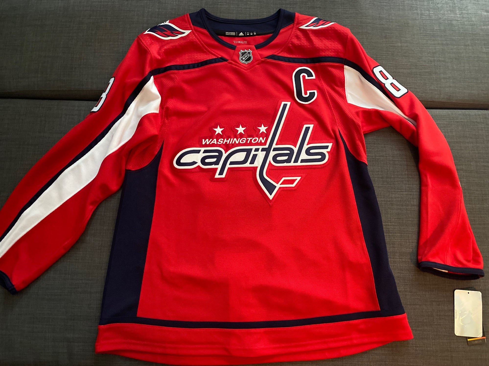 Alex Ovechkin Capitals Stanley Cup 2018 Adidas Embroidered Jersey Mens 52