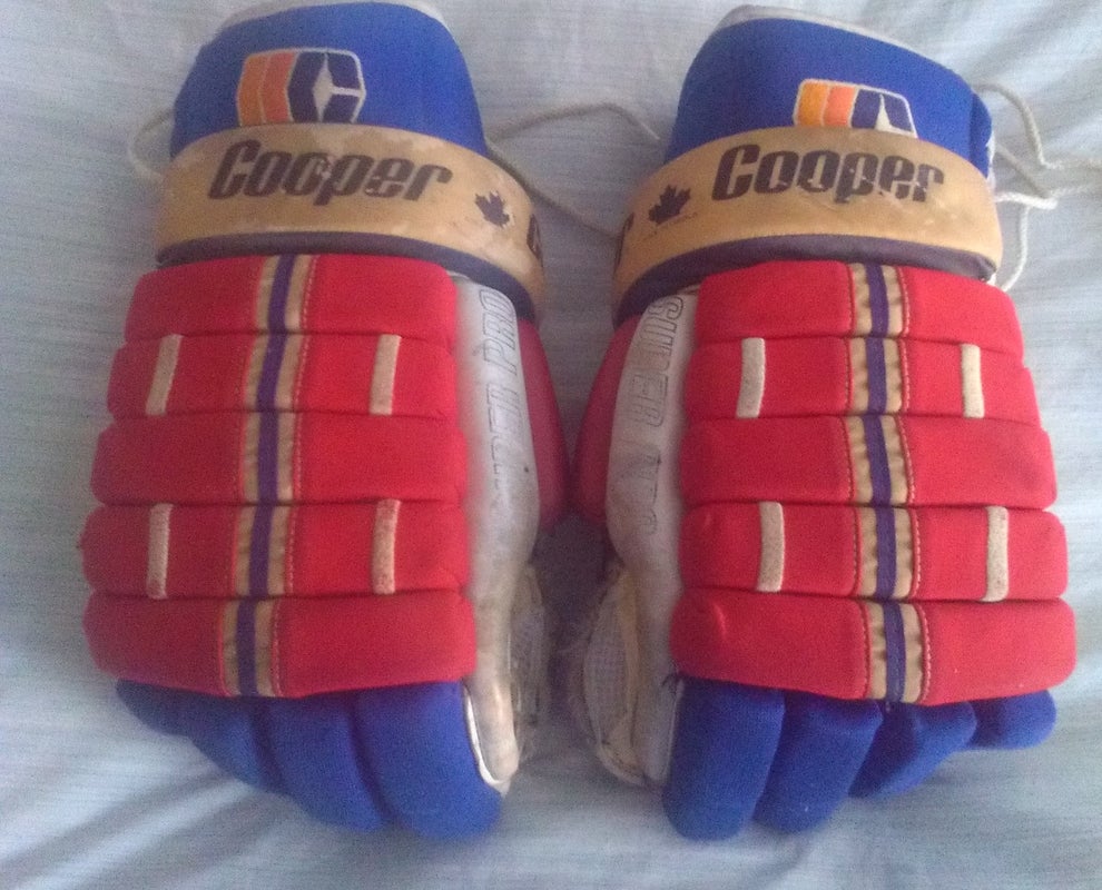 Vintage Cooper Super Pro Hockey Gloves - NY Rangers Colorway