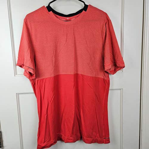 Lululemon Mens Precise Tee Short Sleeve Tech Shirt Orange Colorblock Size: L