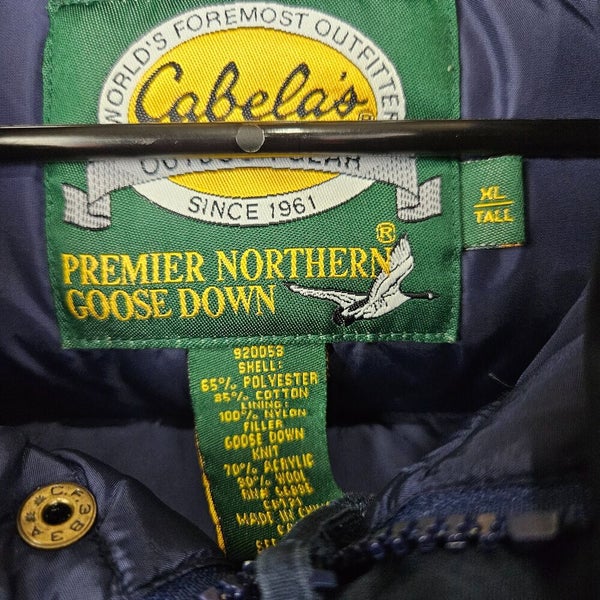 Cabelas Premier Northern Goose Down Puffer Vest Navy Blue Men's