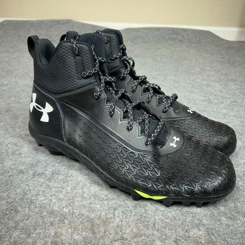 Under Armour Mens Football Cleat 16 Black White Shoe Lacrosse Spine Hammer E5
