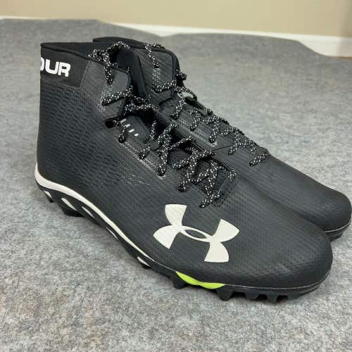 Under Armour Mens Football Cleat 16 Black White Shoe Lacrosse Spine Hammer E1