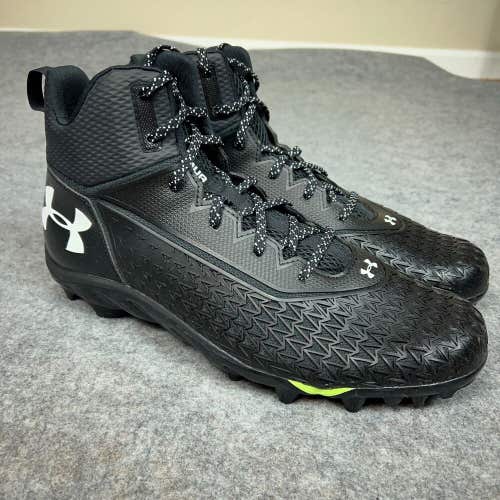 Under Armour Mens Football Cleat 14 Black White Shoe Lacrosse Spine Hammer E6