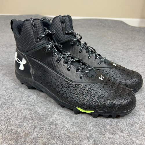 Under Armour Mens Football Cleat 15 Black White Shoe Lacrosse Spine Hammer E1