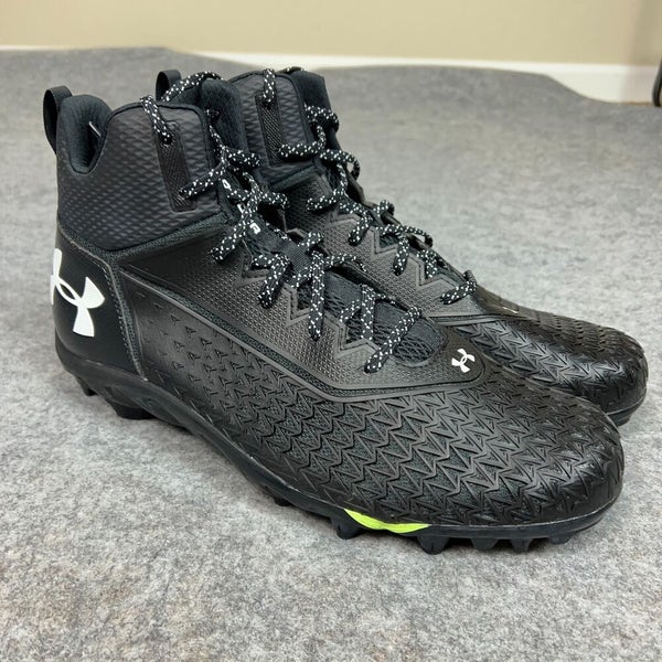 Under Armour Mens Football Cleat 14 Black White Shoe Lacrosse Spine Hammer E2