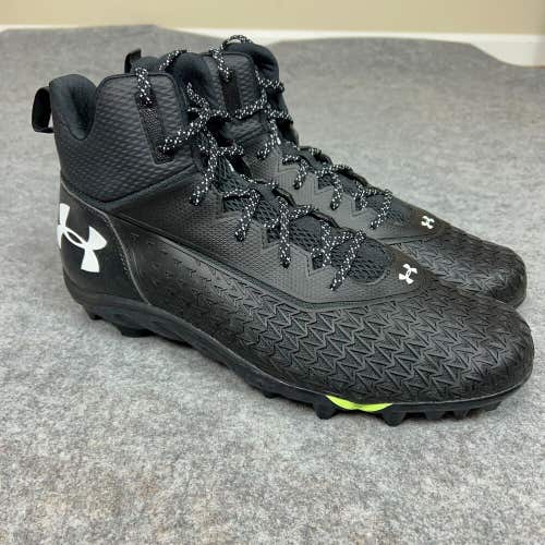 Under Armour Mens Football Cleat 15 Black White Shoe Lacrosse Spine Hammer E8