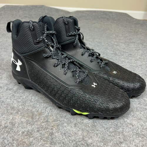 Under Armour Mens Football Cleat 15 Black White Shoe Lacrosse Spine Hammer E3