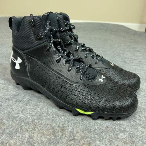 Under Armour Mens Football Cleat 15 Black White Shoe Lacrosse Spine Hammer A1