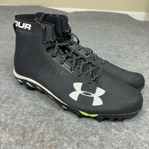 Under Armour Mens Football Cleat 14 Black White Shoe Lacrosse Spine Hammer E3