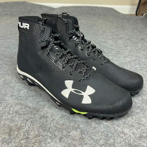 Under Armour Mens Football Cleat 14 Black White Shoe Lacrosse Spine Hammer E2