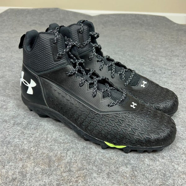 Under Armour Mens Football Cleat 15 Black White Shoe Lacrosse Spine Hammer E6