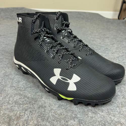Under Armour Mens Football Cleat 14 Black White Shoe Lacrosse Spine Hammer E1