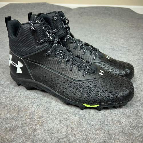 Under Armour Mens Football Cleat 14 Black White Shoe Lacrosse Spine Hammer E8