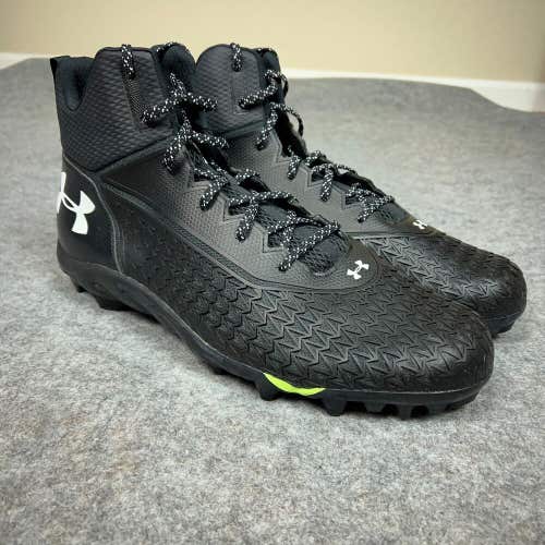 Under Armour Mens Football Cleat 16 Black White Shoe Lacrosse Spine Hammer E6