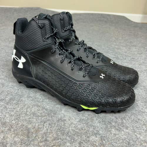 Under Armour Mens Football Cleat 15 Black White Shoe Lacrosse Spine Hammer E5