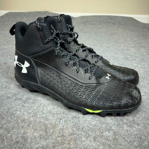 Under Armour Mens Football Cleat 16 Black White Shoe Lacrosse Spine Hammer E3