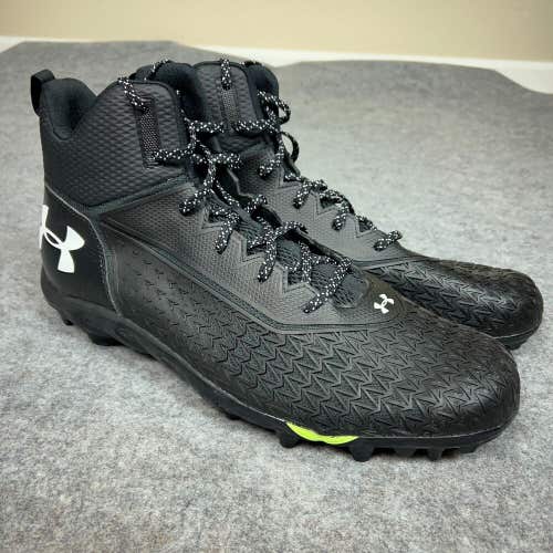 Under Armour Mens Football Cleat 16 Black White Shoe Lacrosse Spine Hammer E2