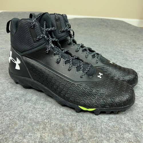 Under Armour Mens Football Cleat 16 Black White Shoe Lacrosse Spine Hammer A1