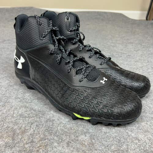 Under Armour Mens Football Cleat 15 Black White Shoe Lacrosse Spine Hammer E2