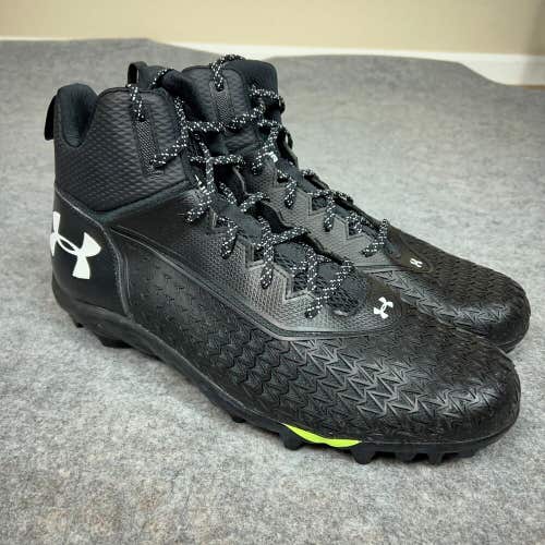 Under Armour Mens Football Cleat 16 Black White Shoe Lacrosse Spine Hammer E4