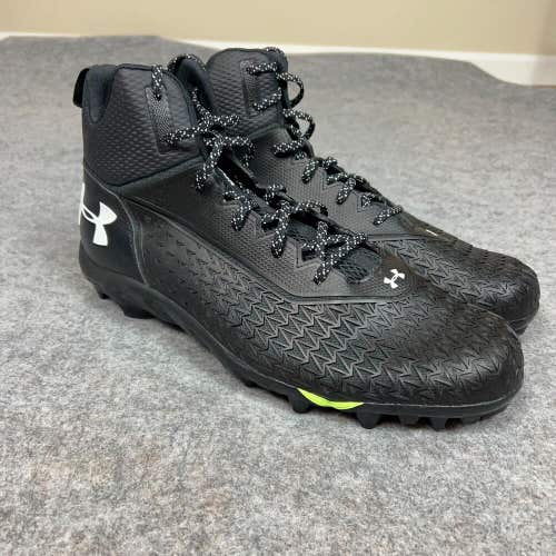 Under Armour Mens Football Cleat 16 Black White Shoe Lacrosse Spine Hammer E1