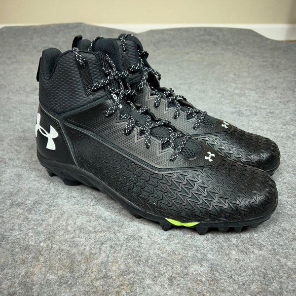 Under Armour Mens Football Cleat 14 Black White Shoe Lacrosse Spine Hammer E5