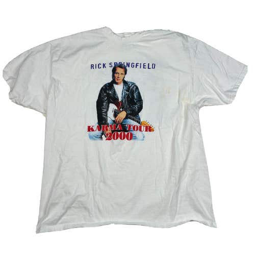 Y2K Rick Springfield Karma Tour T-Shirt 2000 Merch White Rock Music Adult Sz XXL