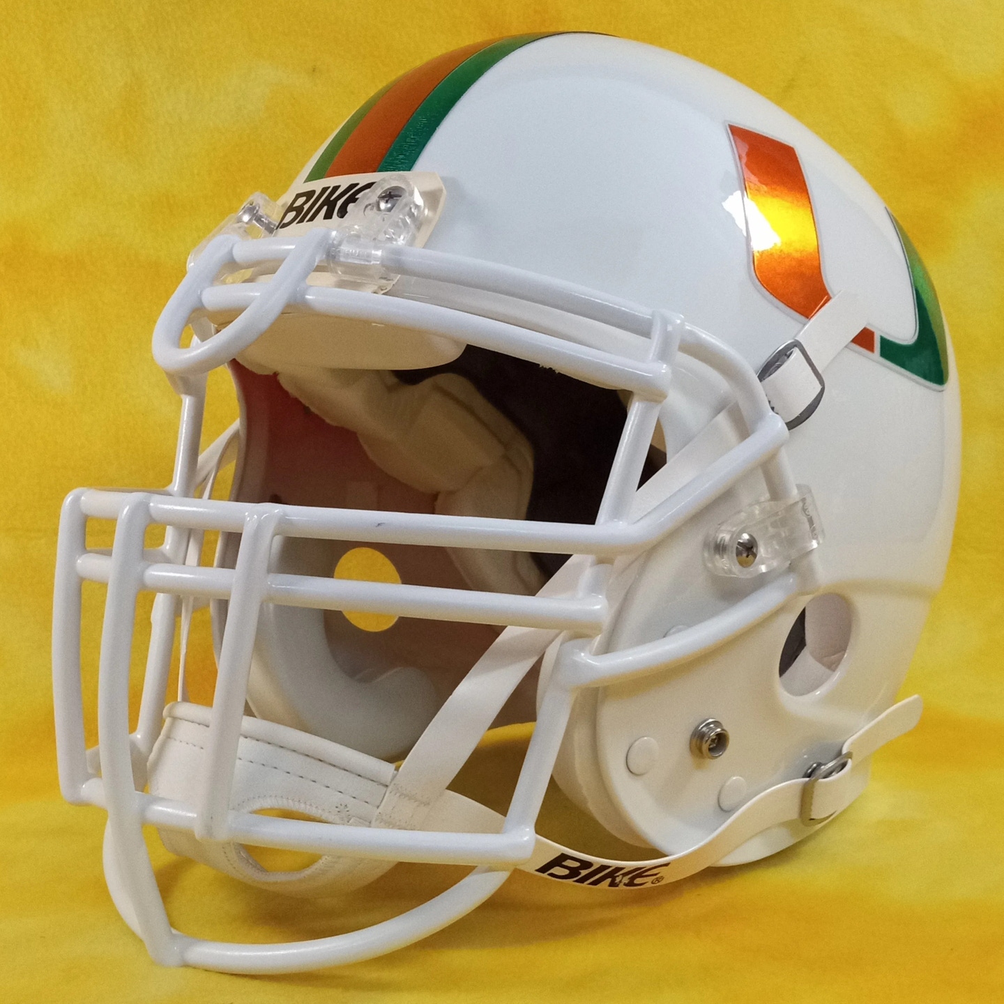 SWEET Miami Hurricanes Super custom fullsize BIKE Pro helmet XL throwback