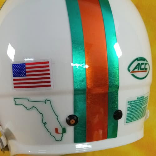 SWEET Miami Hurricanes Super custom fullsize BIKE Pro helmet XL throwback
