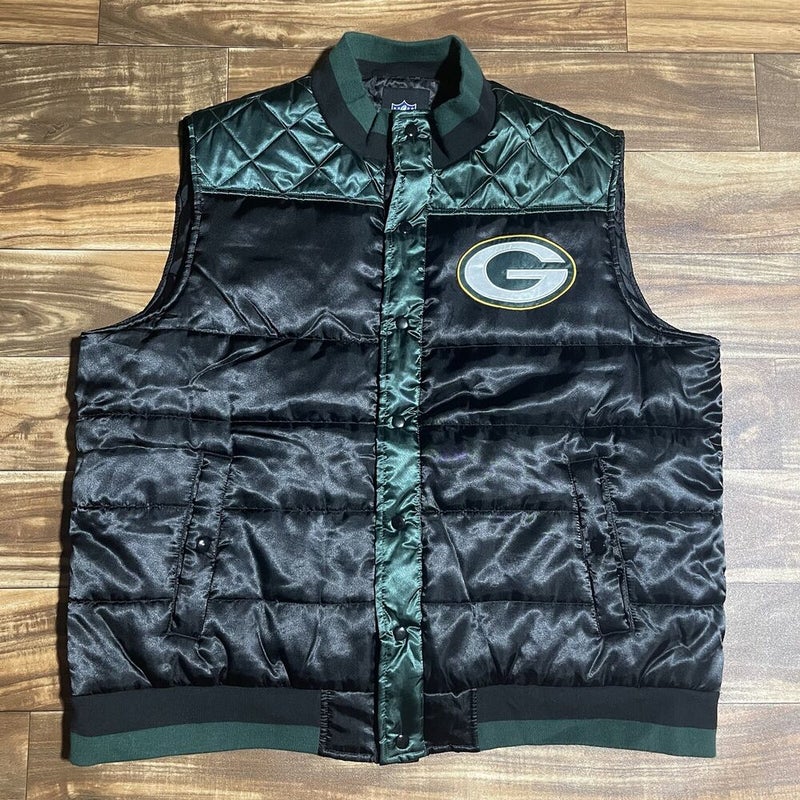 NFL Green Bay Packers Double Sided Down Puffer Button Vest Jacket Mens Size XXL