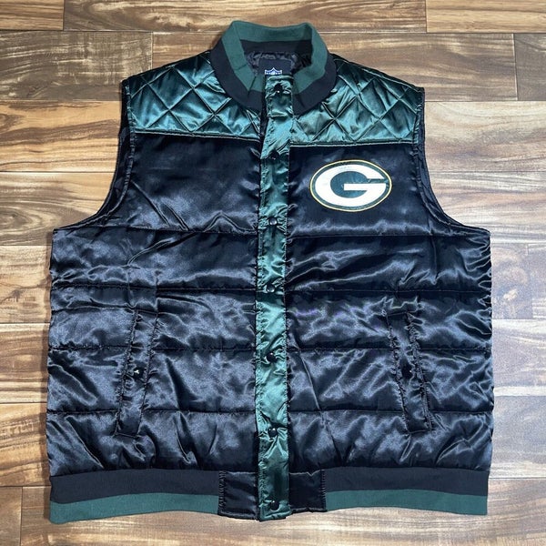 Vintage NFL Green Bay Packers Big Logo Reversible Button Up Varsity Jacket  - L