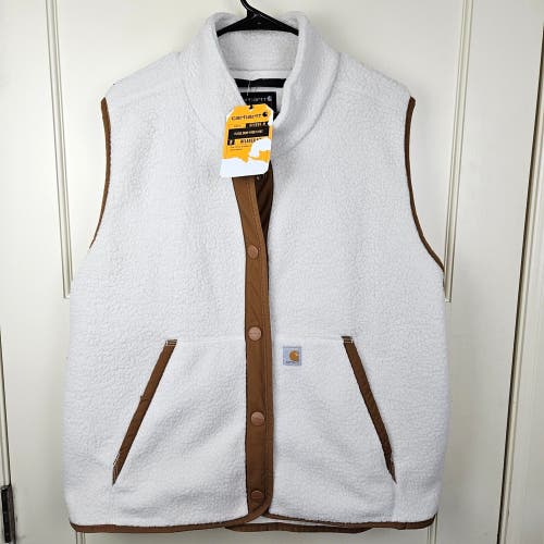 Carhartt Sherpa Fleece Relaxed Fit White Snap Vest OV4995-W Women's Size: XXL