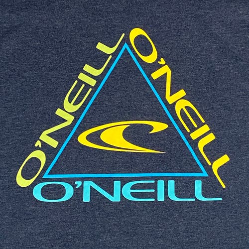 O'Neill T Shirt Mens Large Grey Short Sleeve Crew Neck Graphic Triangle Logo