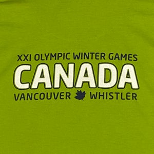 2010 Vancouver Winter Olympics T Shirt Mens 2XL Green Long Sleeve Double Sided