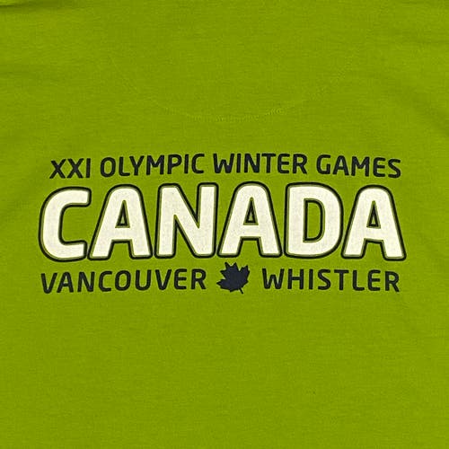 2010 Vancouver Winter Olympics T Shirt Mens 2XL Green Long Sleeve Double Sided
