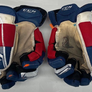 CCM JETSPEED PRO STOCK CUSTOM HOCKEY GLOVES 15" #21 RUESCHHOFF USED(9164)