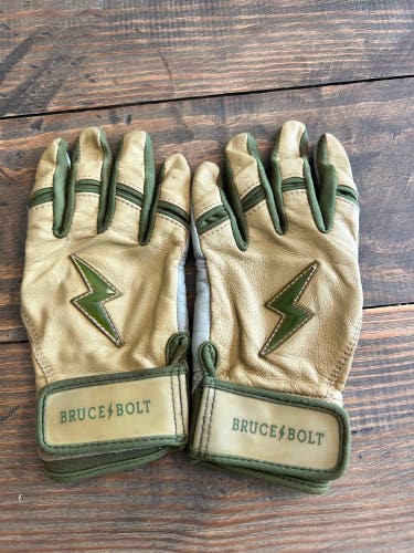 Bruce Bolt Batting Gloves - Military - Youth Medium - YM