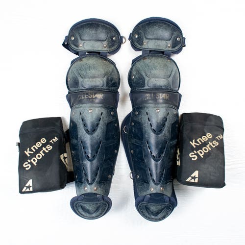 All-Star LG912PS Catcher's Youth Leg Guard Knee Savers Navy Blue